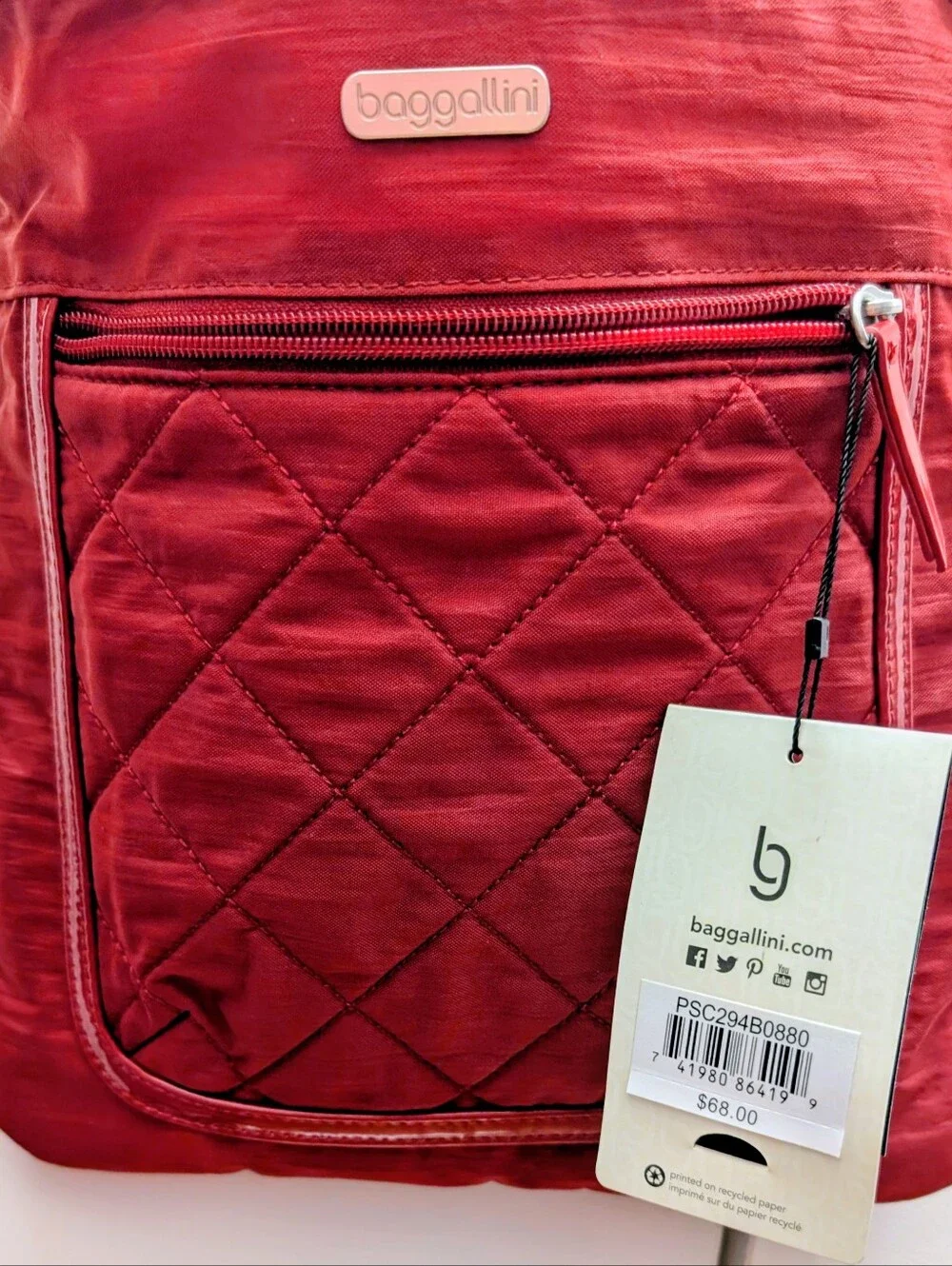 Baggallini Quilted Red Crossbody Bag W/Wallet NWT